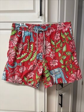 VILEBREQUIN Floral Elephant Peacock Paisley Swim Trunks sz 40-42 (XXL)